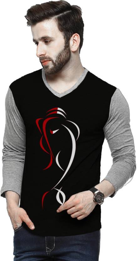 1 Tripr Printed Men V neck Multicolor T Shirt