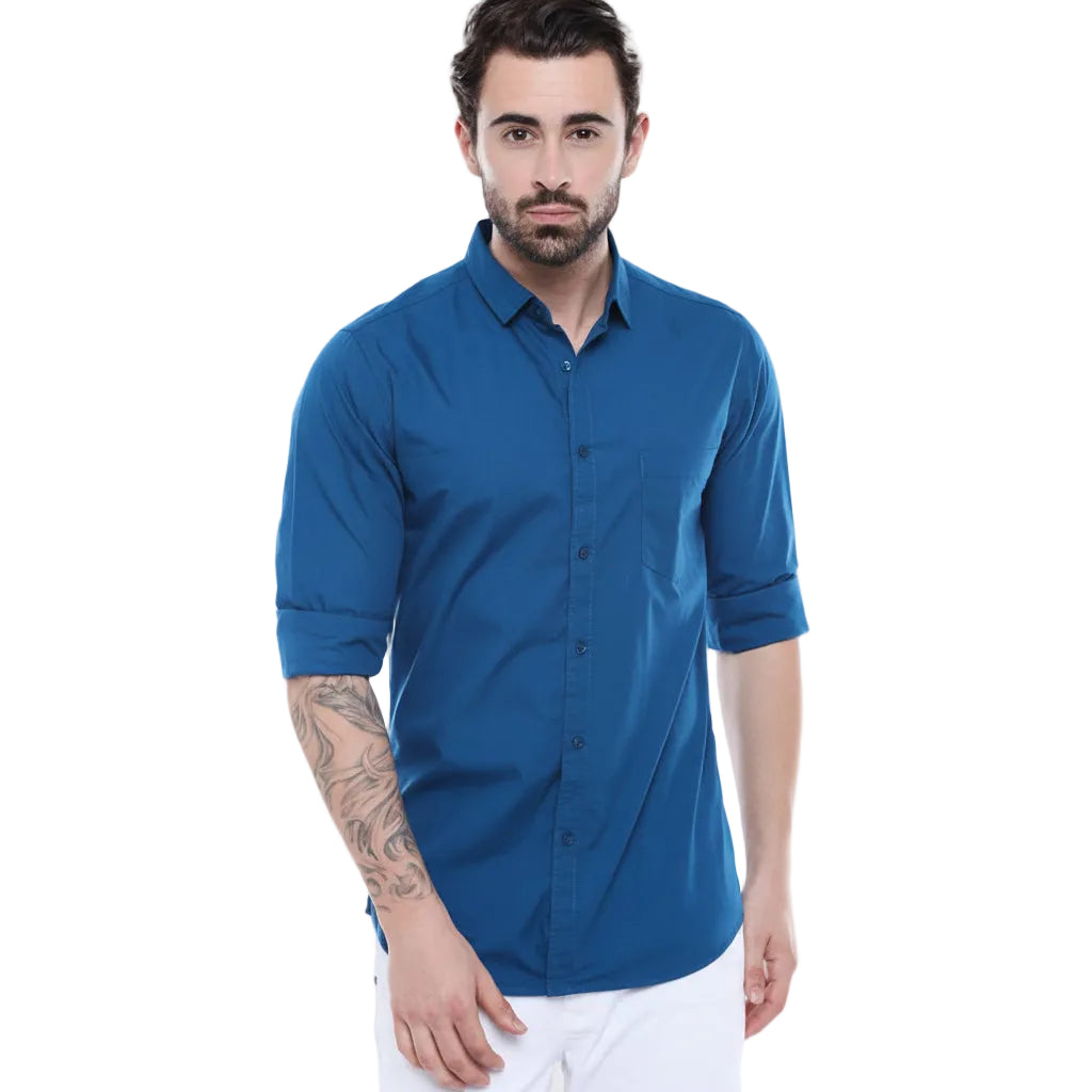 Dennis Lingo Men Solid Casual Spread Shirt
