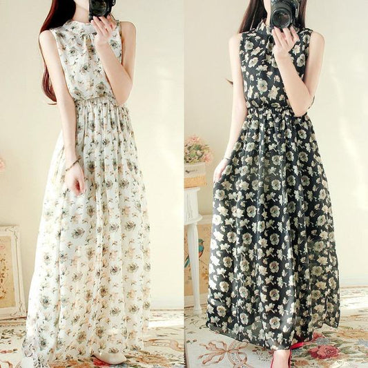 College Suihua Wind Collar Sleeveless Chiffon Girls Slim Dress Son