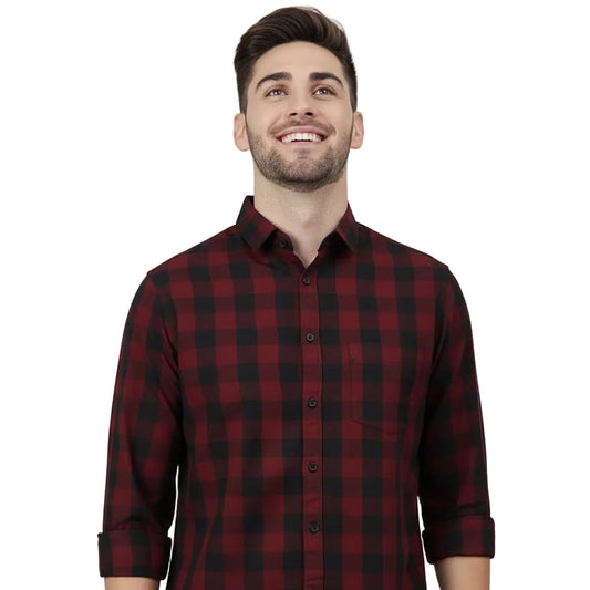 Dennis Lingo Men s Cotton Box Checkered Slim Fit Casual Shirt