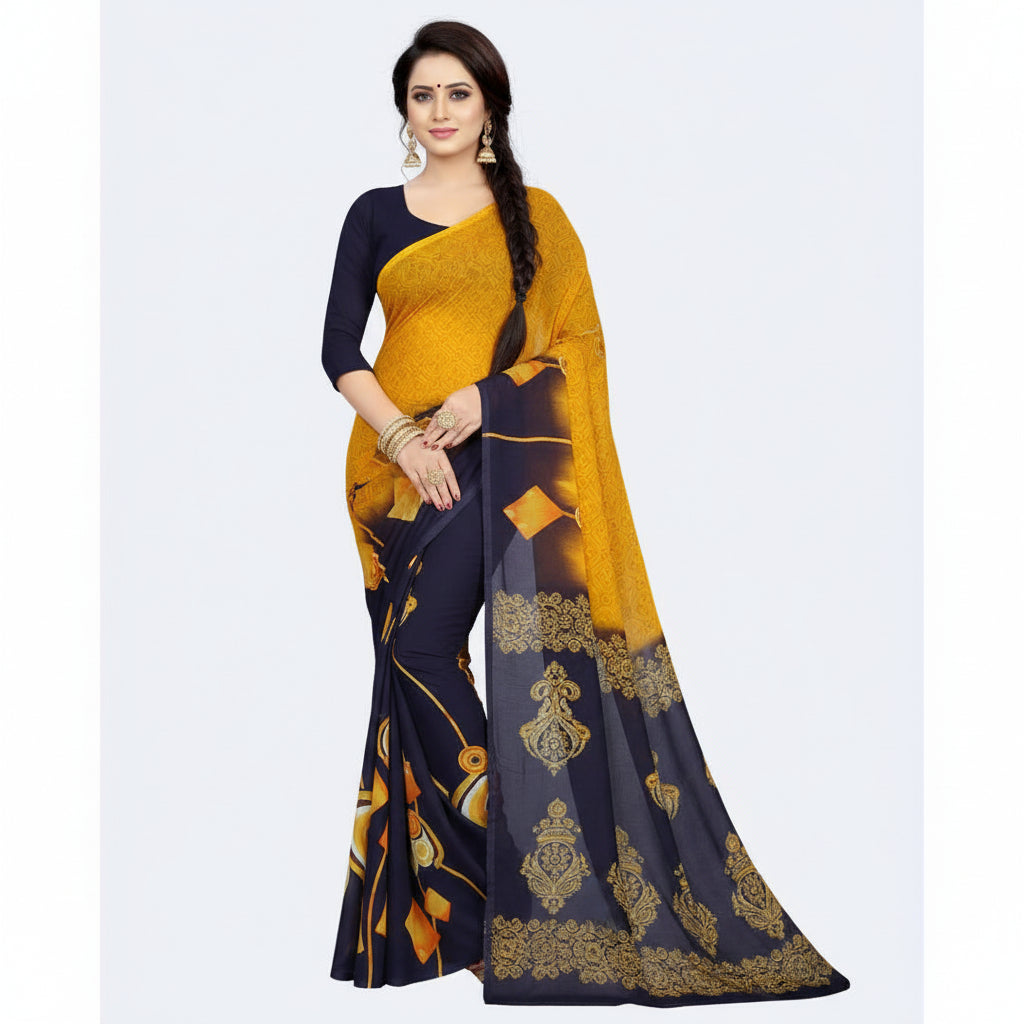 Shivansh Printed Fashion Georgette Saree Black