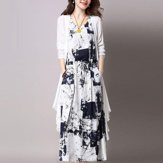 Skirt Cardigan Two Piece pocket dress