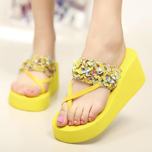 Wedge Sandals Elegant Casual Flat Flip Flops Slippers